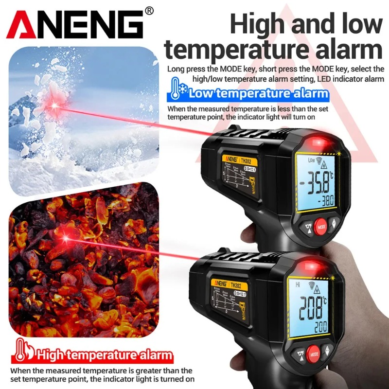 Industrial Laser Thermometer - Thermomètre infrarouge sans contact ANENG TH202,