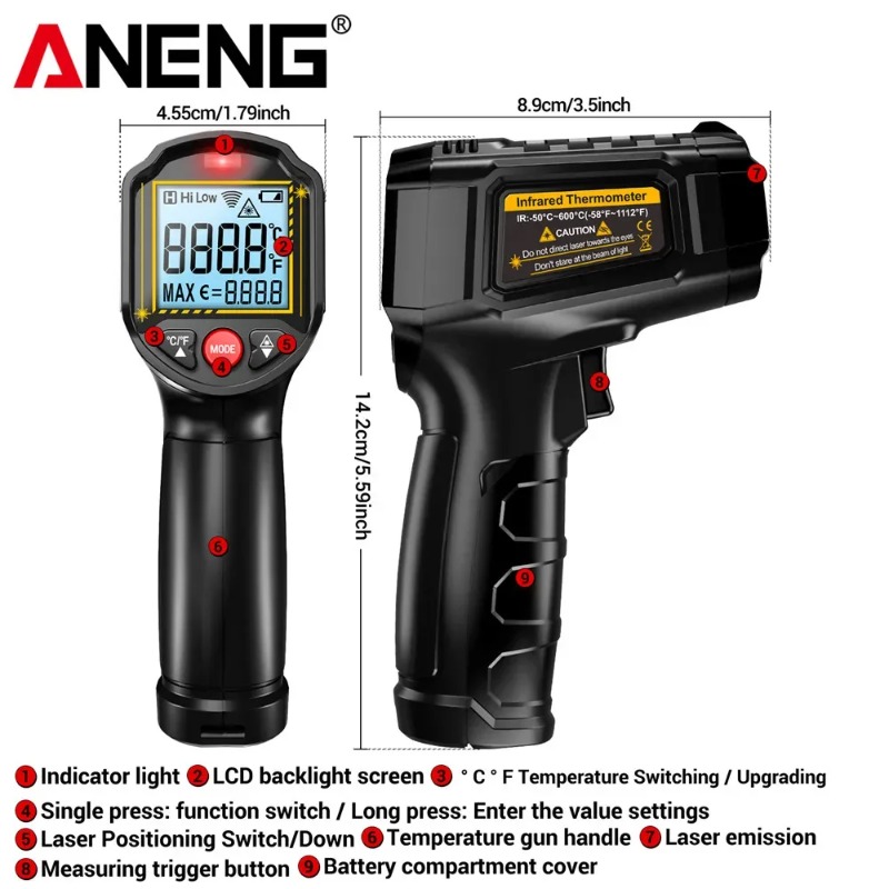 Thermomètre infrarouge sans co - Industrial Laser Thermometer avis et prix